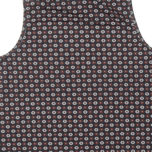 New Look Womens Black Floral Polyester Basic Blouse Size 12 Mock Neck