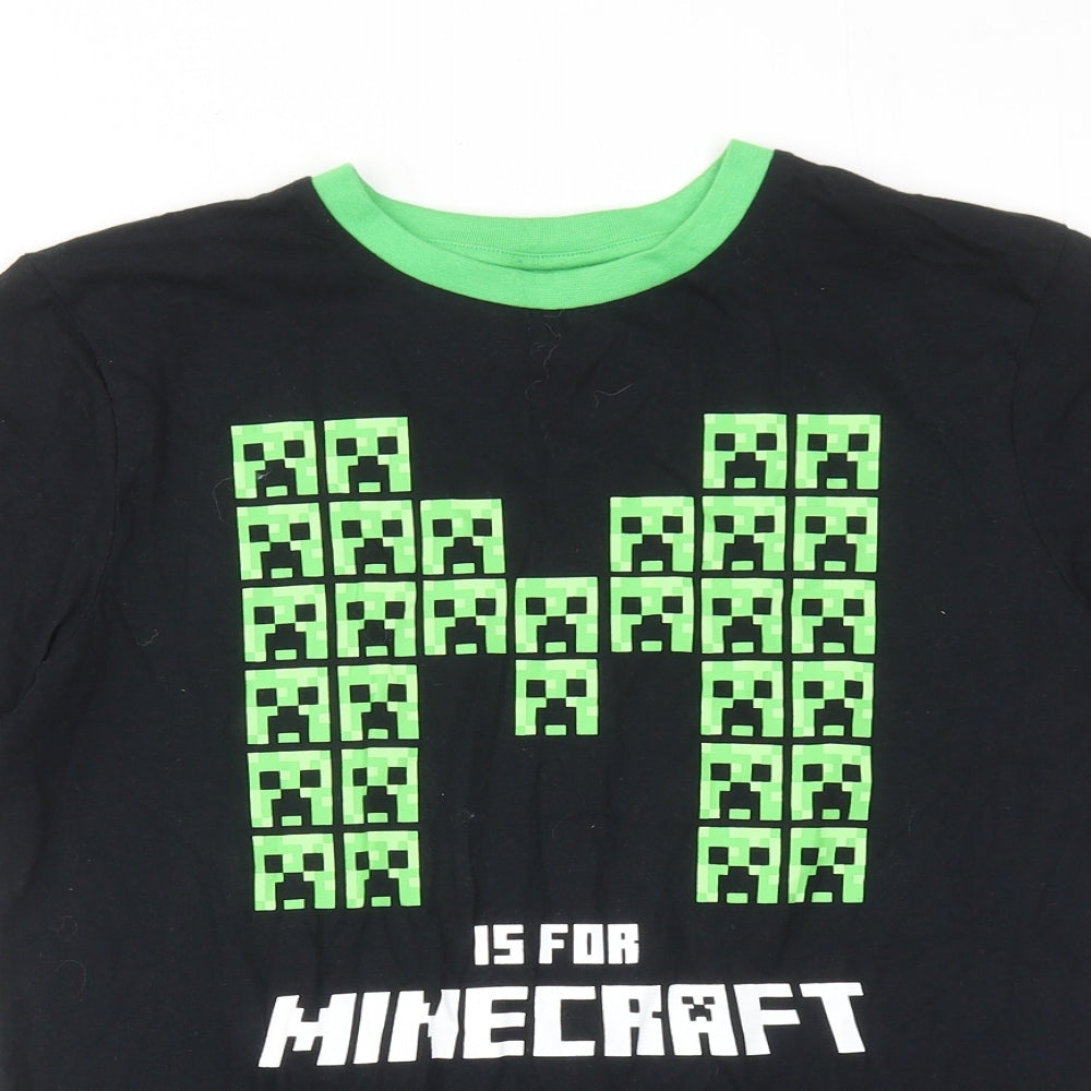 Minecraft Boys Black Cotton Basic T-Shirt Size 13-14 Years Round Neck Pullover - M Is For Minecraft