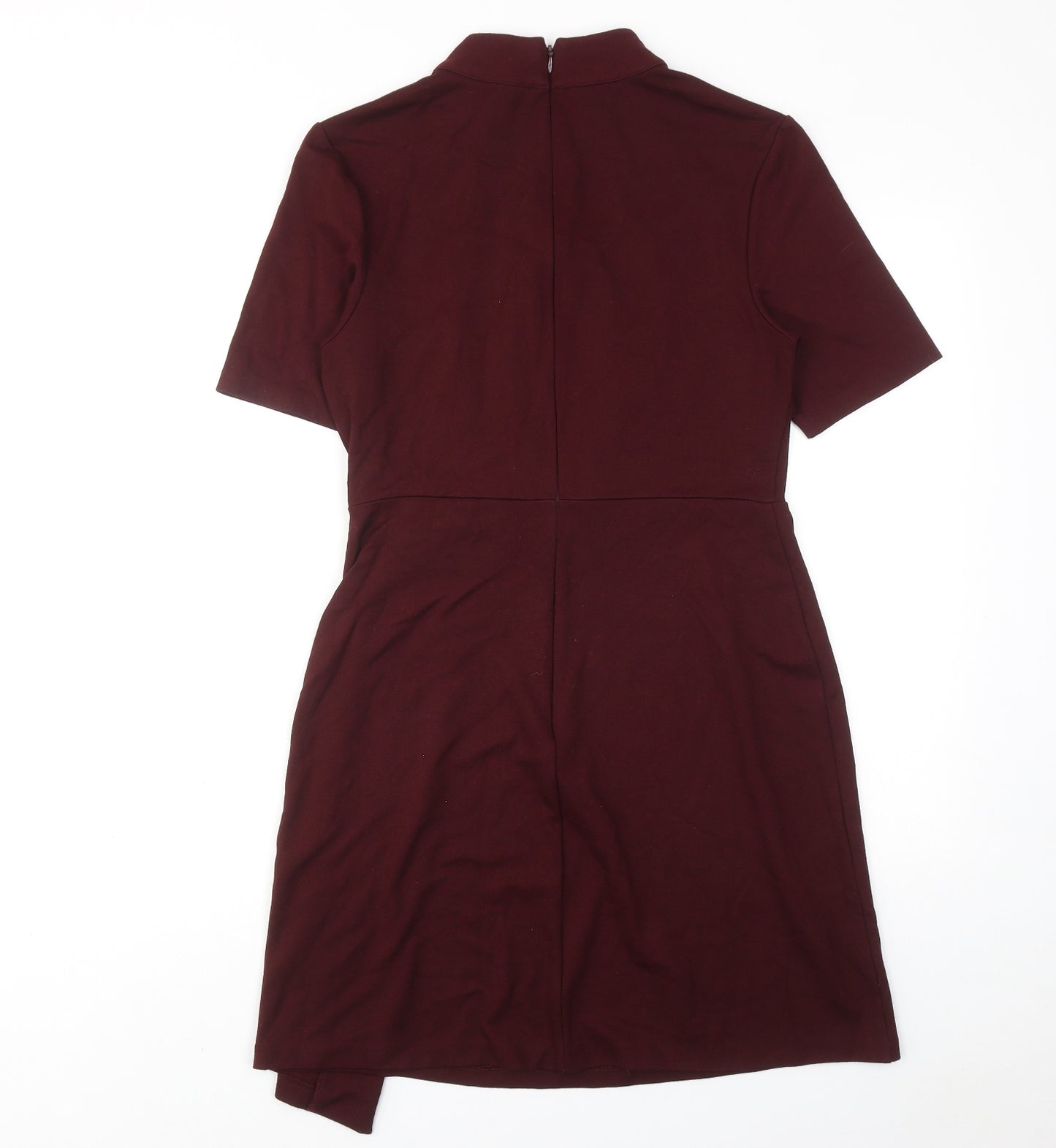 Warehouse Womens Red Polyester Shift Size 10 Round Neck Zip