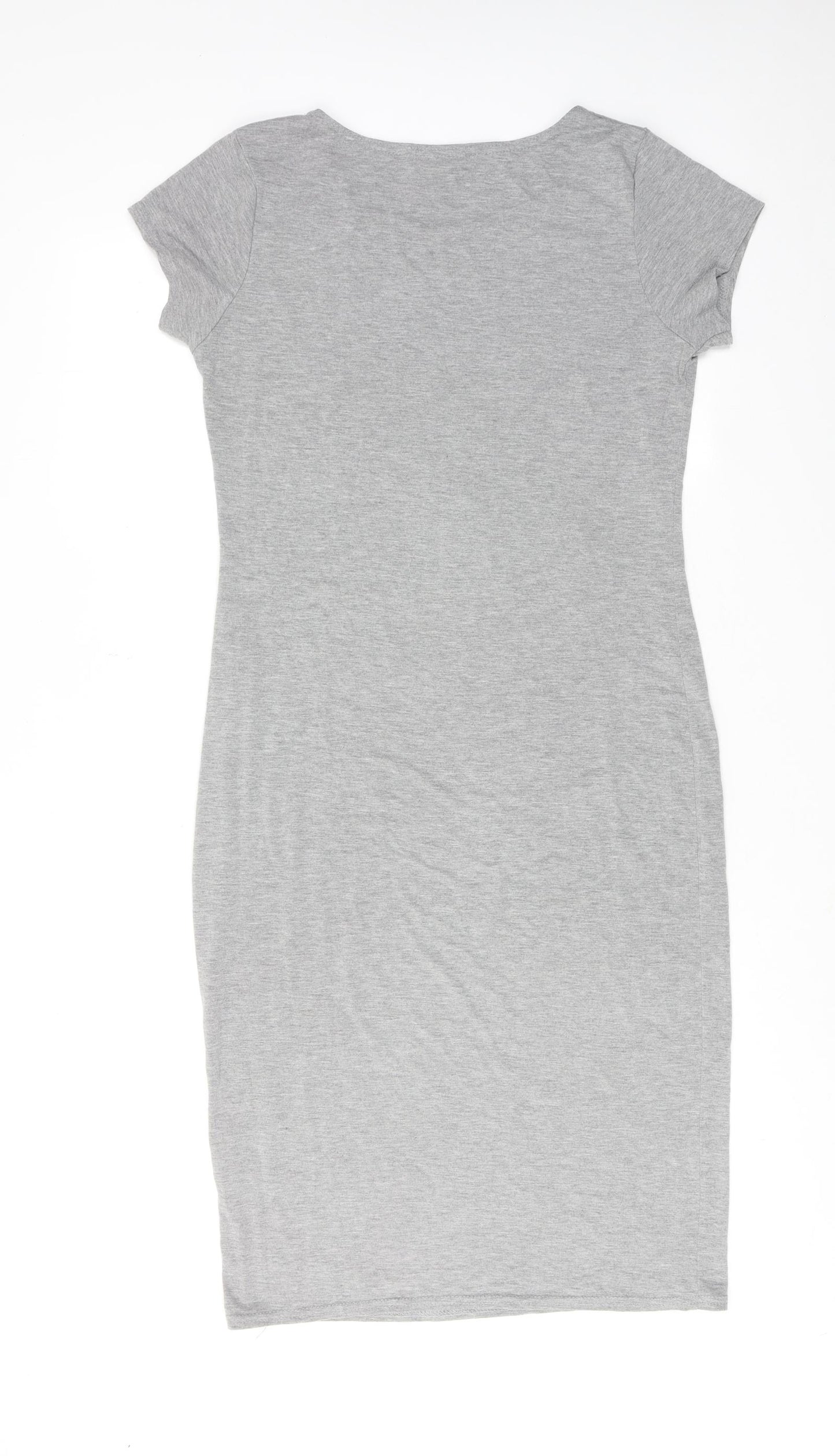 PRETTYLITTLETHING Womens Grey Viscose T-Shirt Dress Size 12 Round Neck Pullover