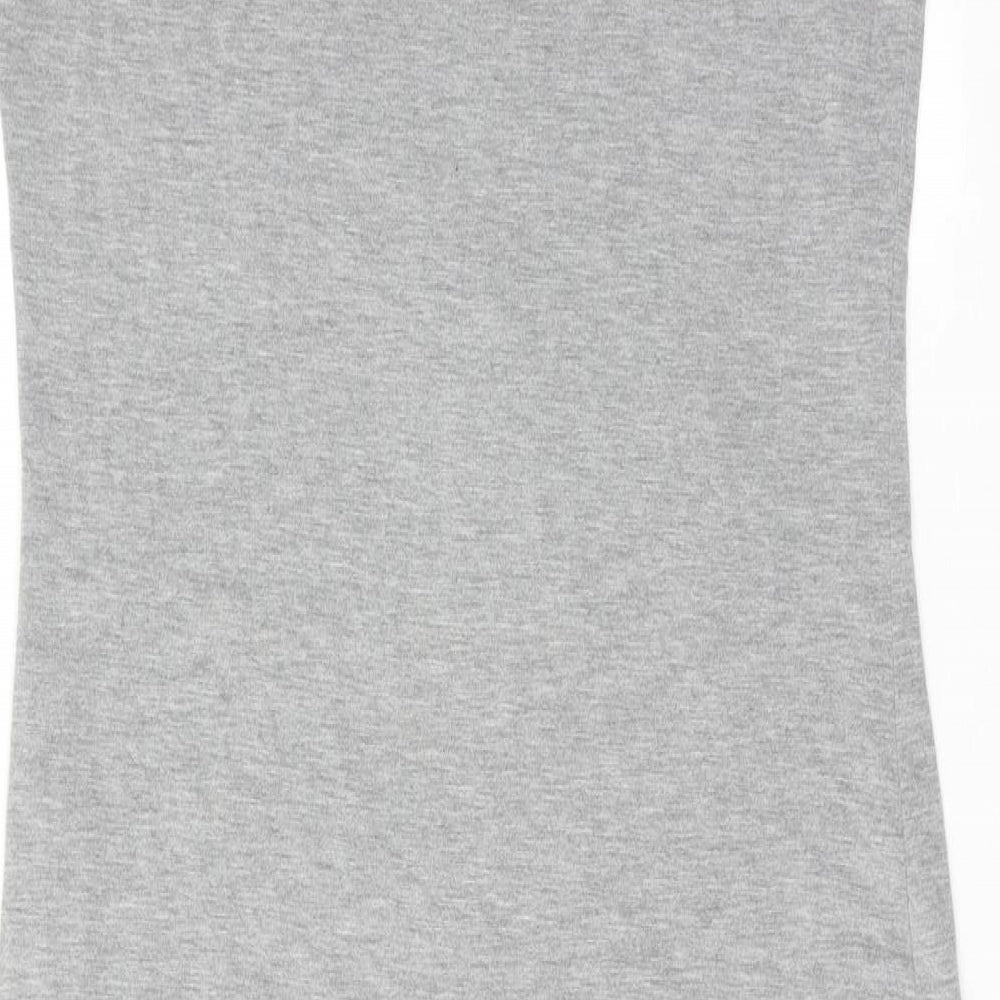 PRETTYLITTLETHING Womens Grey Viscose T-Shirt Dress Size 12 Round Neck Pullover