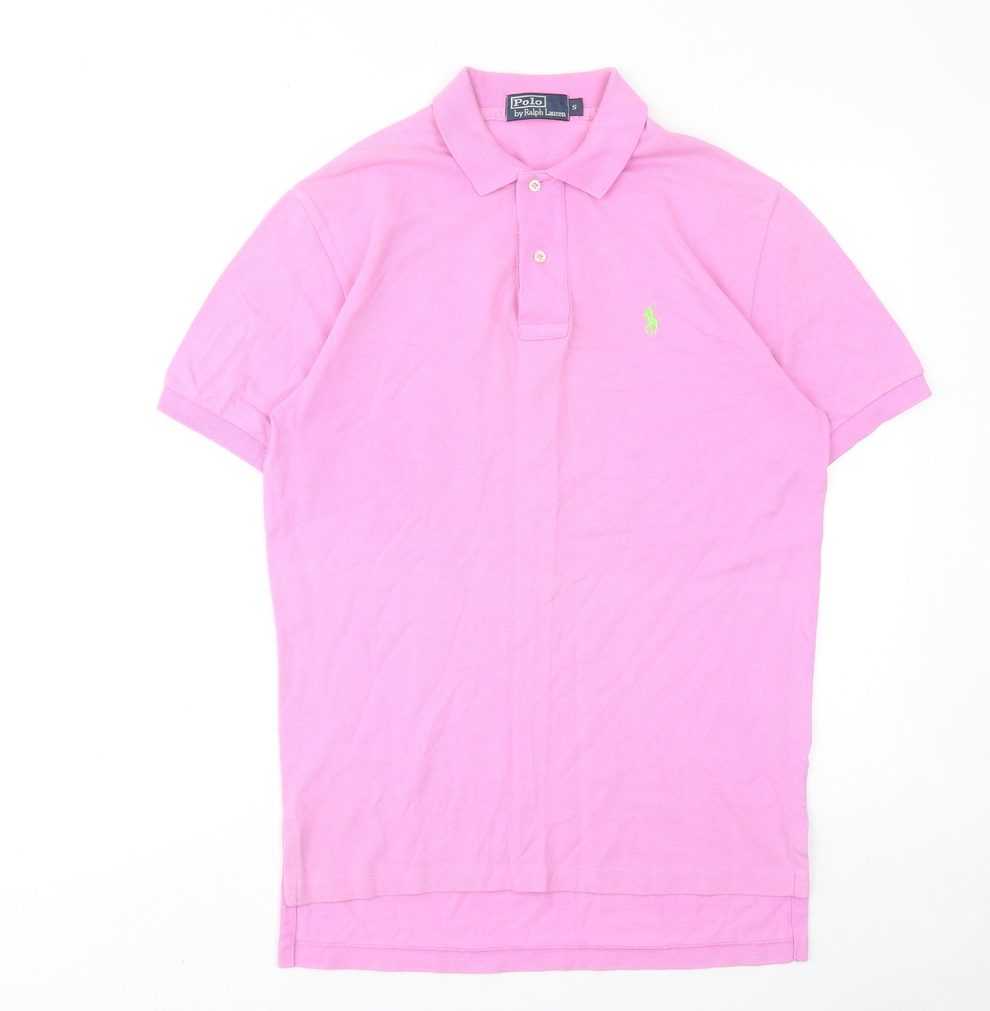 Polo Ralph Lauren Mens Pink Cotton Polo Size S Collared Button
