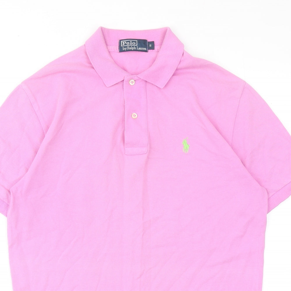 Polo Ralph Lauren Mens Pink Cotton Polo Size S Collared Button