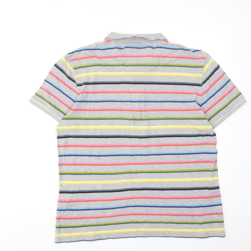 Ted Baker Mens Multicoloured Striped Cotton Polo Size XL Collared Button
