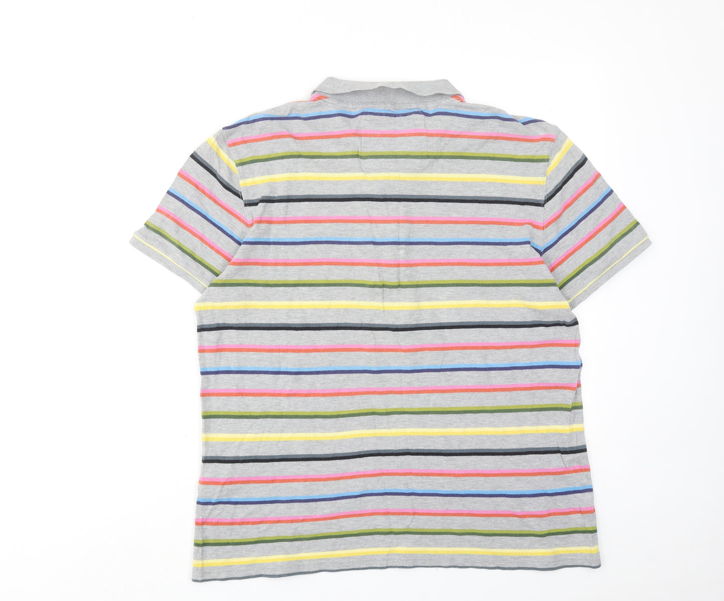 Ted Baker Mens Multicoloured Striped Cotton Polo Size XL Collared Button