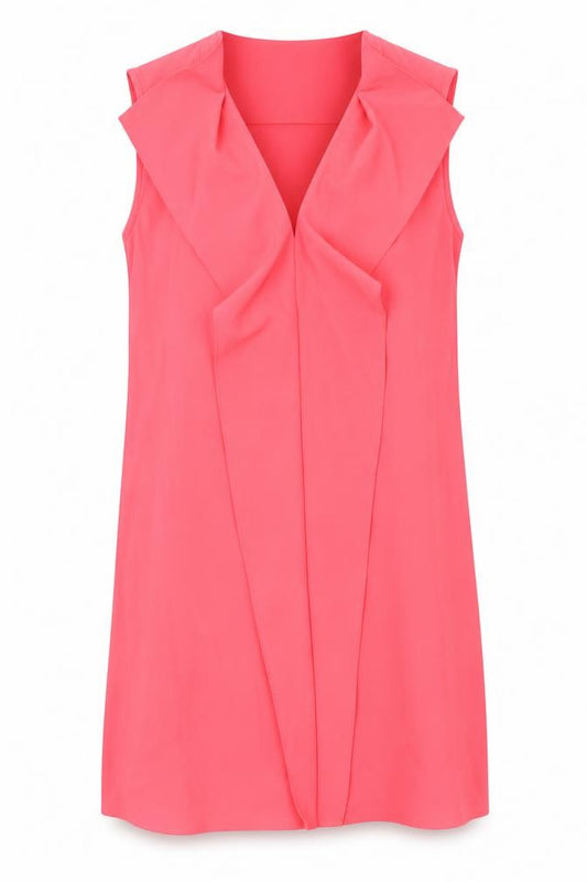 Front view of Molly Bracken women’s pink polyester a-line, size S, v-neck pullover