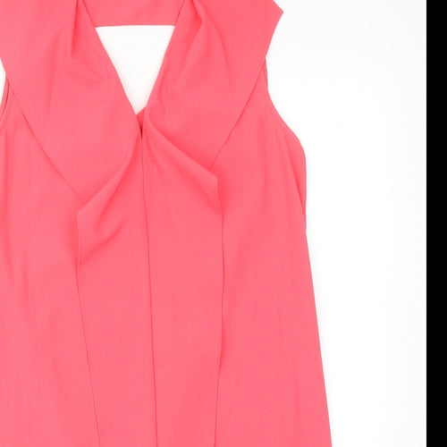 Molly Bracken Womens Pink Polyester A-Line Size S V-Neck Pullover
