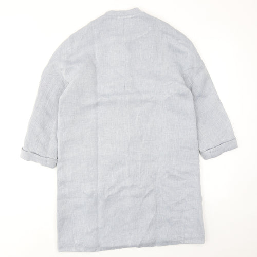 Zara Womens Blue Geometric Overcoat Coat Size XS Button