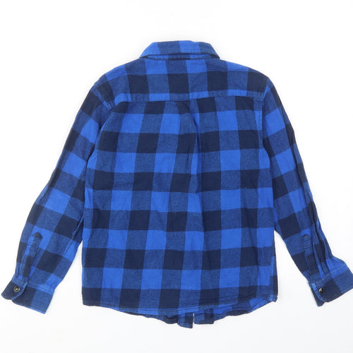 NYC speed wheels Boys Blue Plaid Cotton Basic Button-Up Size 8-9 Years Collared Button
