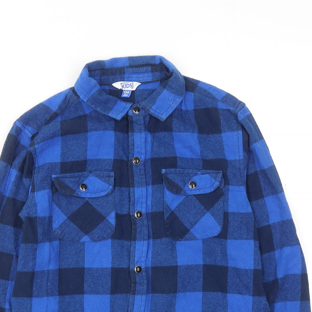 NYC speed wheels Boys Blue Plaid Cotton Basic Button-Up Size 8-9 Years Collared Button