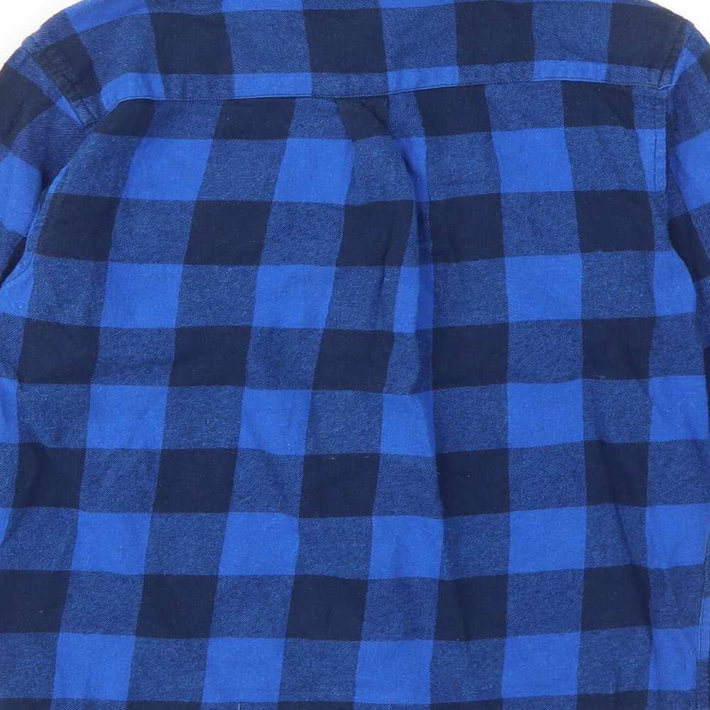 NYC speed wheels Boys Blue Plaid Cotton Basic Button-Up Size 8-9 Years Collared Button