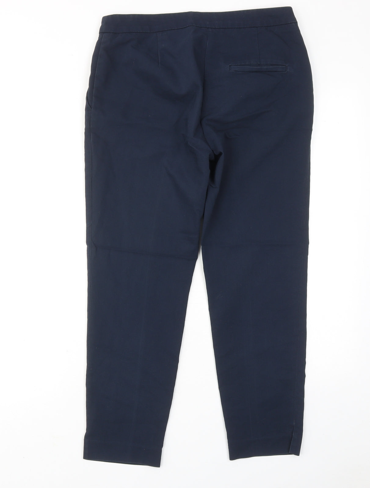 H&M Womens Blue Cotton Chino Trousers Size 8 Regular Hook & Eye