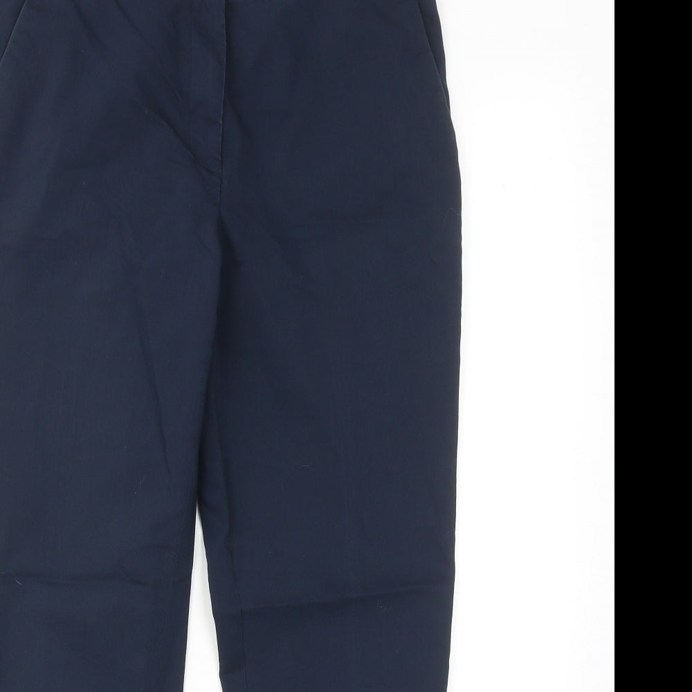 H&M Womens Blue Cotton Chino Trousers Size 8 Regular Hook & Eye