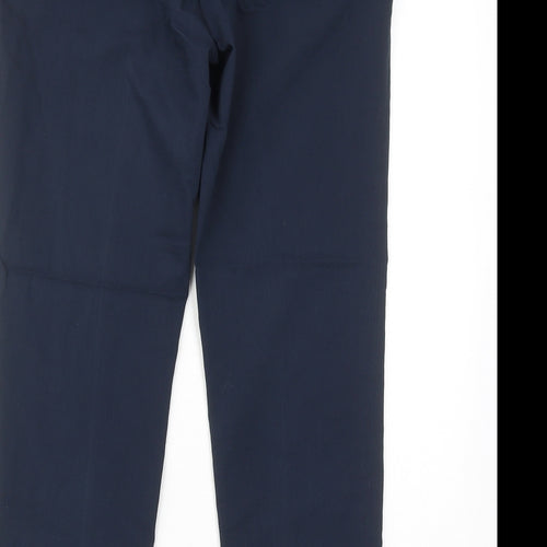 H&M Womens Blue Cotton Chino Trousers Size 8 Regular Hook & Eye