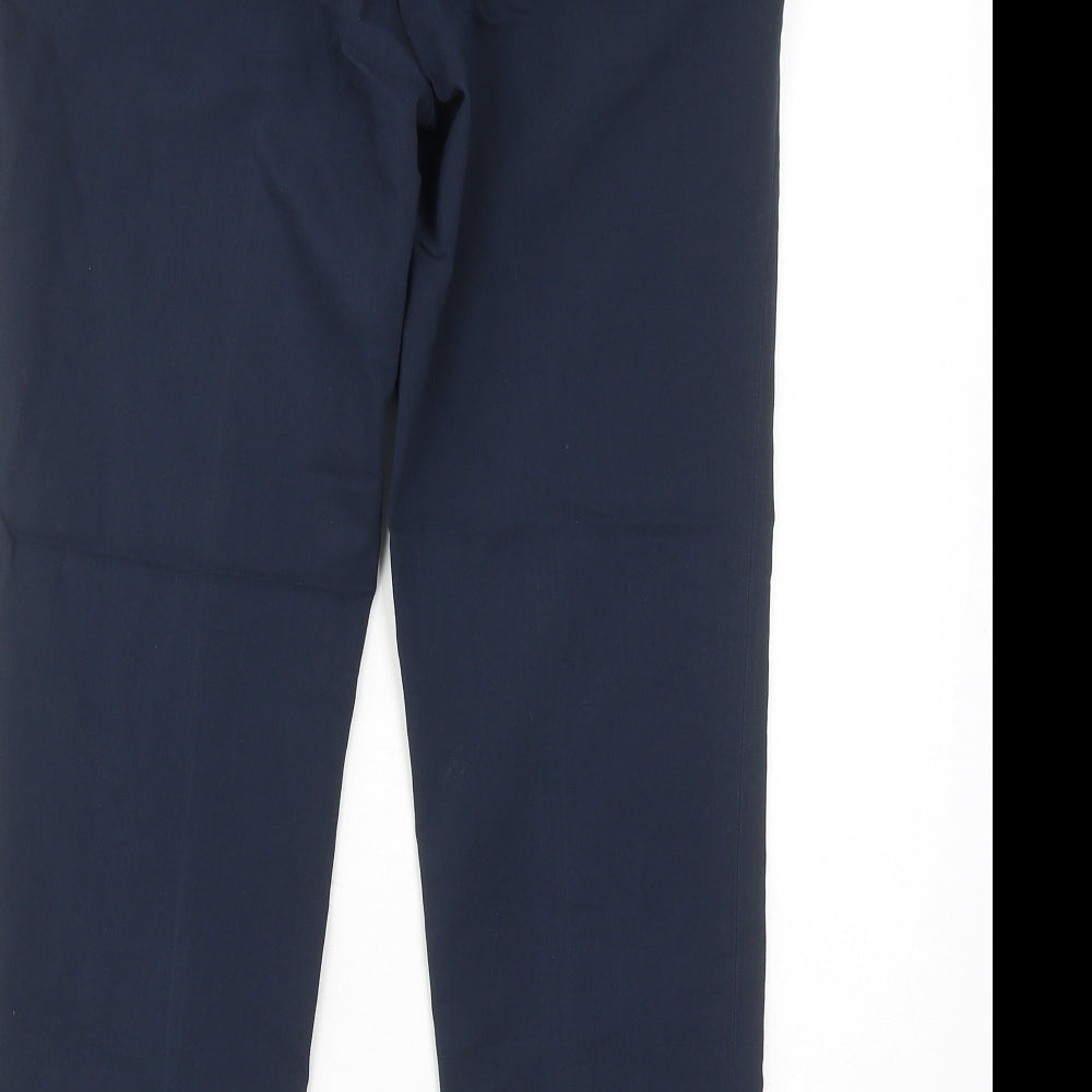 H&M Womens Blue Cotton Chino Trousers Size 8 Regular Hook & Eye