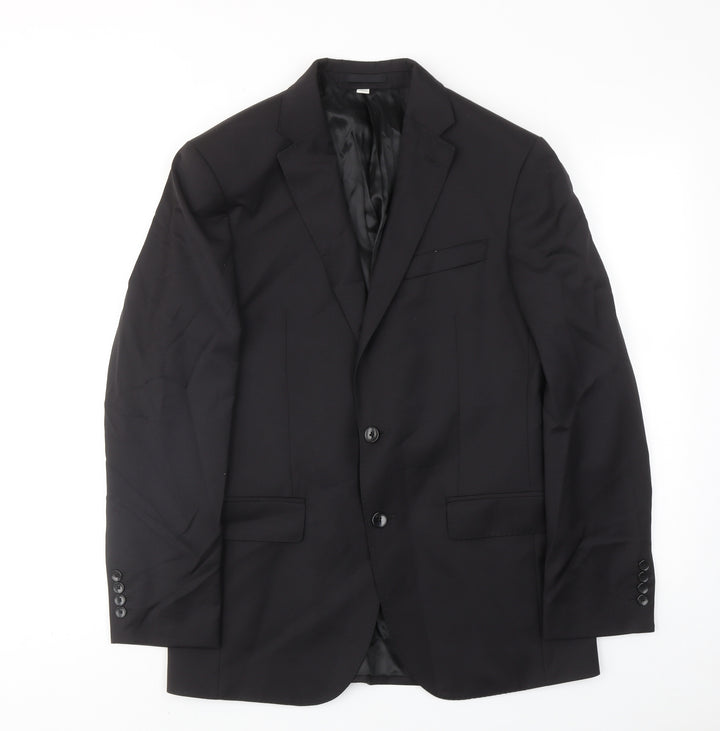 Marks and Spencer Mens Black Wool Jacket Suit Jacket Size 38 Regular