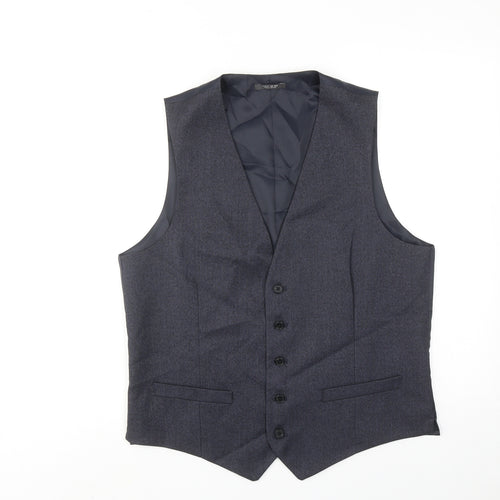 Marks and Spencer Mens Blue Polyester Jacket Suit Waistcoat Size 40 Regular