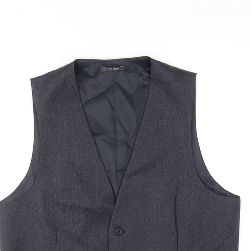 Marks and Spencer Mens Blue Polyester Jacket Suit Waistcoat Size 40 Regular