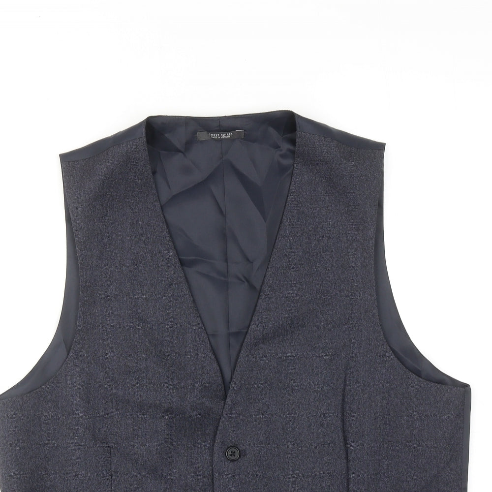 Marks and Spencer Mens Blue Polyester Jacket Suit Waistcoat Size 40 Regular