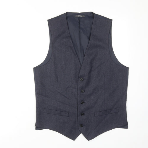 Marks and Spencer Mens Blue Polyester Jacket Suit Waistcoat Size 38 Regular
