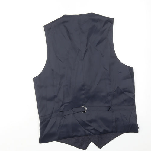 Marks and Spencer Mens Blue Polyester Jacket Suit Waistcoat Size 38 Regular