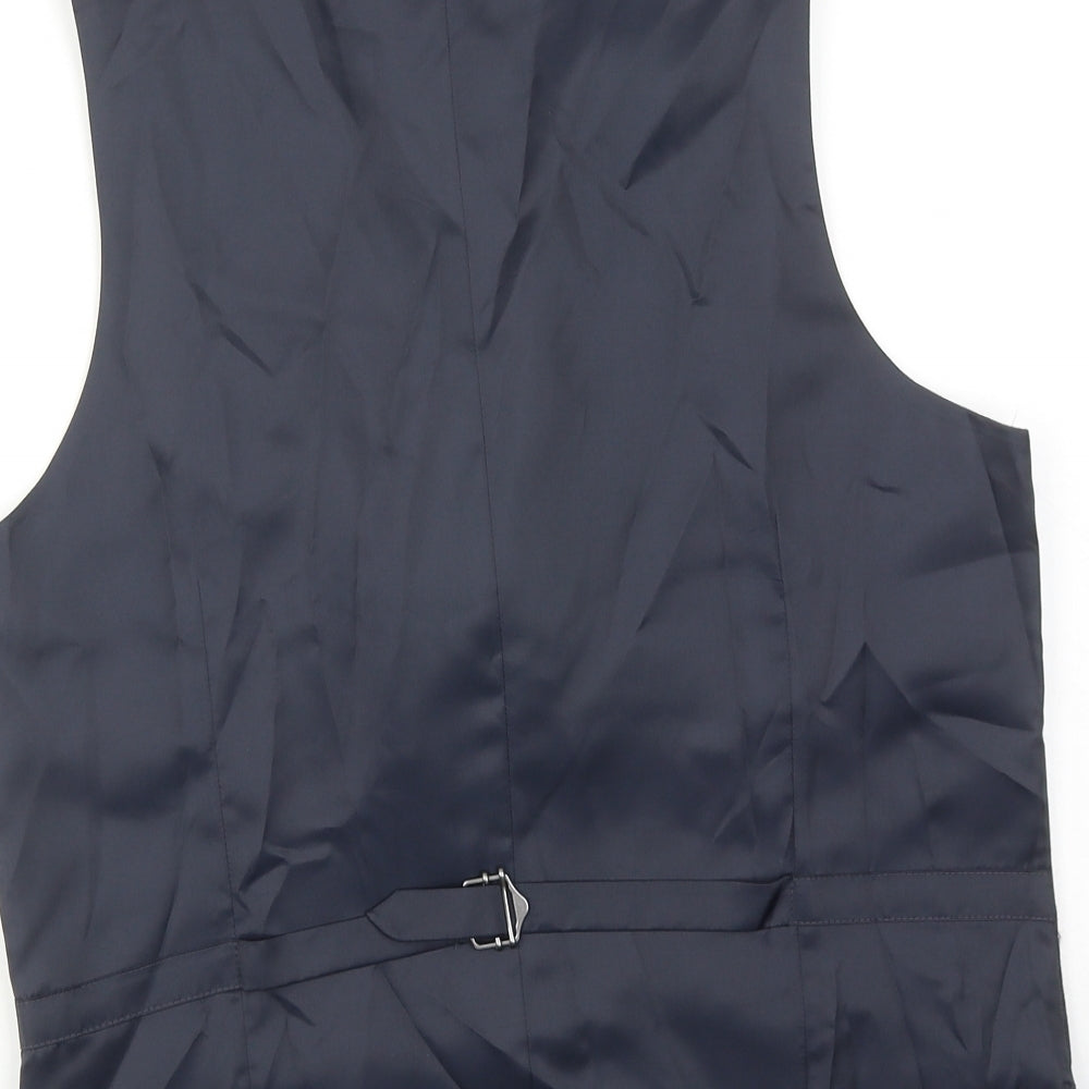 Marks and Spencer Mens Blue Polyester Jacket Suit Waistcoat Size 38 Regular