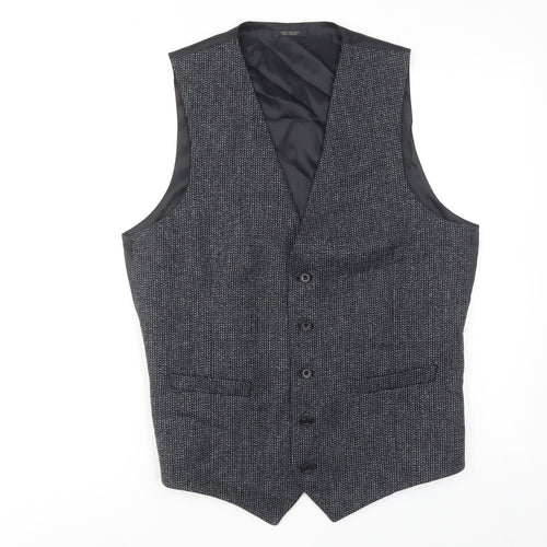 Marks and Spencer Mens Blue Wool Jacket Suit Waistcoat Size 40 Regular