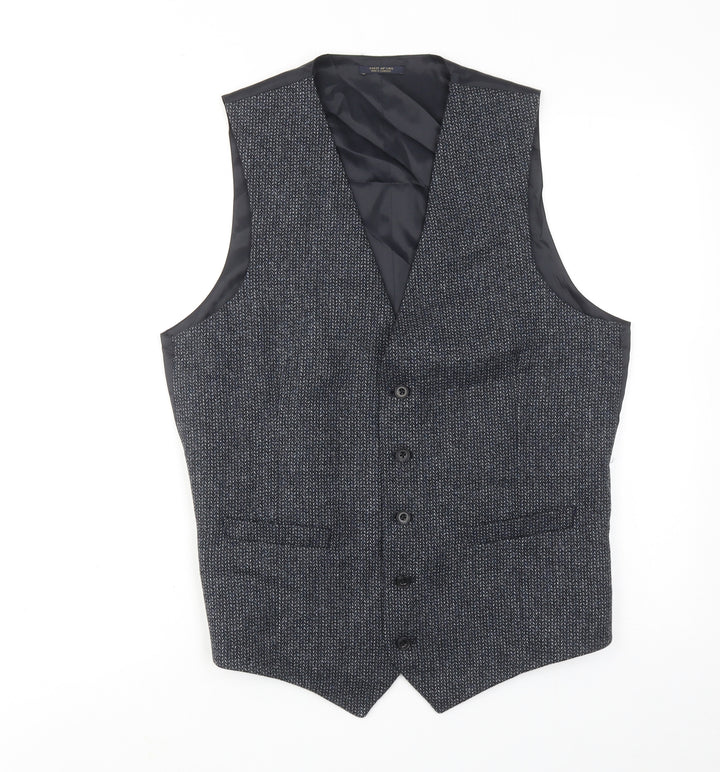 Marks and Spencer Mens Blue Wool Jacket Suit Waistcoat Size 40 Regular