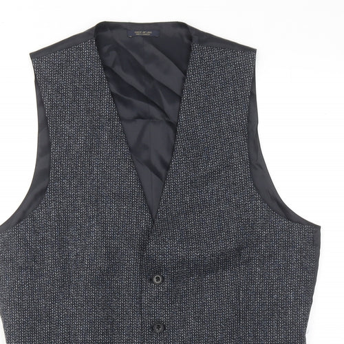 Marks and Spencer Mens Blue Wool Jacket Suit Waistcoat Size 40 Regular