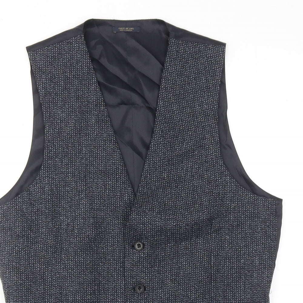 Marks and Spencer Mens Blue Wool Jacket Suit Waistcoat Size 40 Regular