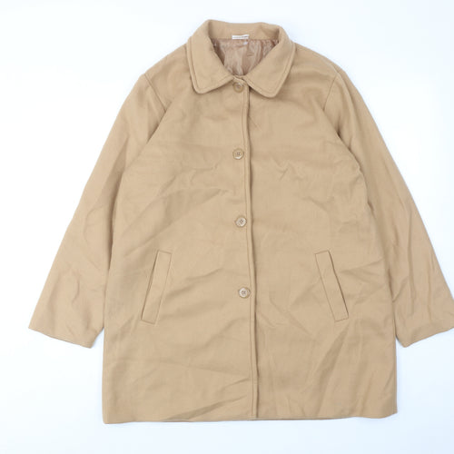 Neuville Womens Beige Overcoat Coat Size 14 Button