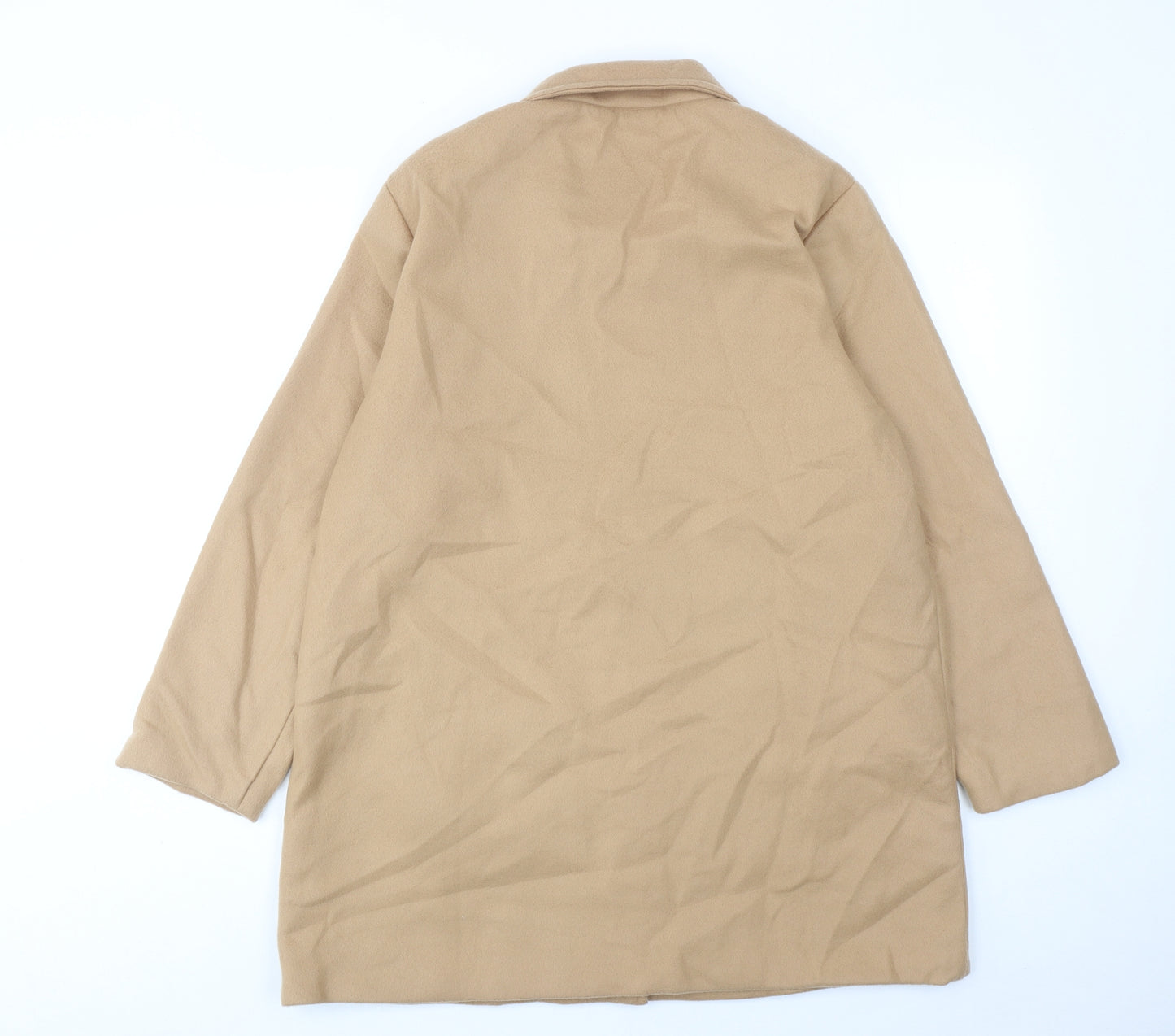 Neuville Womens Beige Overcoat Coat Size 14 Button