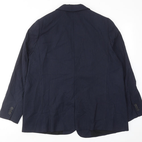Marks and Spencer Womens Blue Pinstripe Polyester Jacket Suit Jacket Size 18