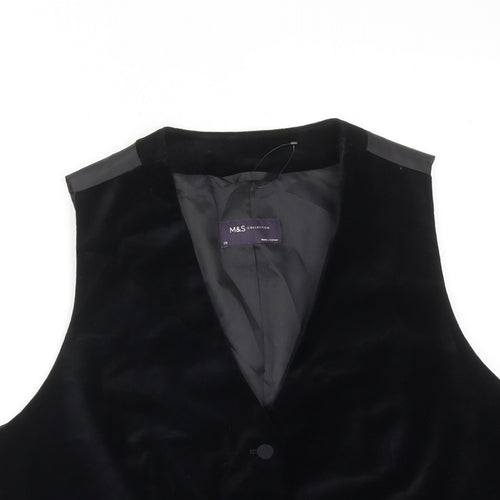 Marks and Spencer Womens Black Cotton Jacket Suit Waistcoat Size 20