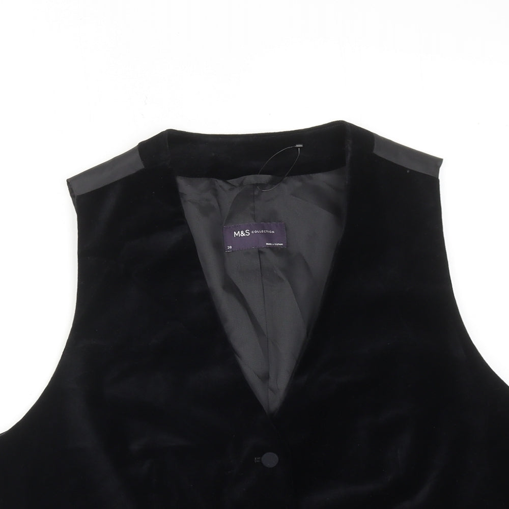 Marks and Spencer Womens Black Cotton Jacket Suit Waistcoat Size 20