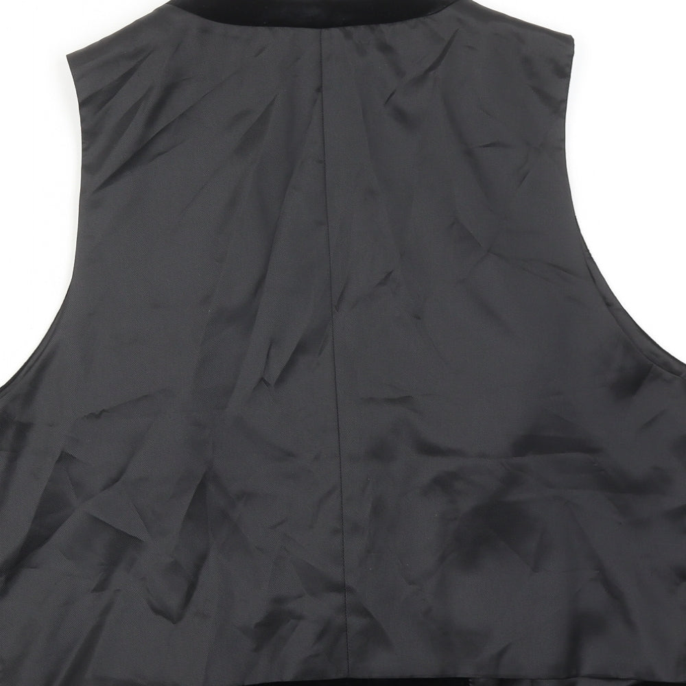 Marks and Spencer Womens Black Cotton Jacket Suit Waistcoat Size 20