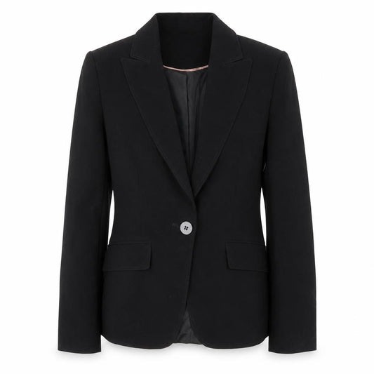 Front view of Autonomy women’s black polyester jacket suit jacket, size UK 6
