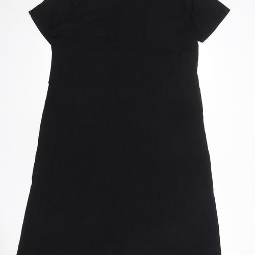 ASOS Womens Black Viscose T-Shirt Dress Size 20 Round Neck Pullover