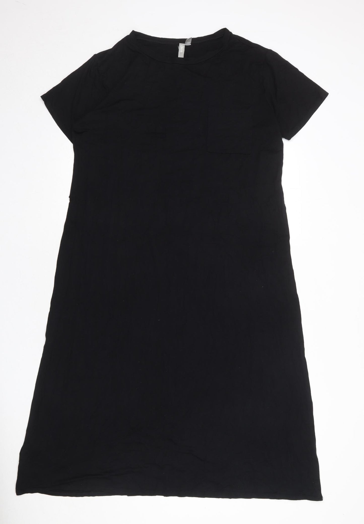 ASOS Womens Black Viscose T-Shirt Dress Size 20 Round Neck Pullover