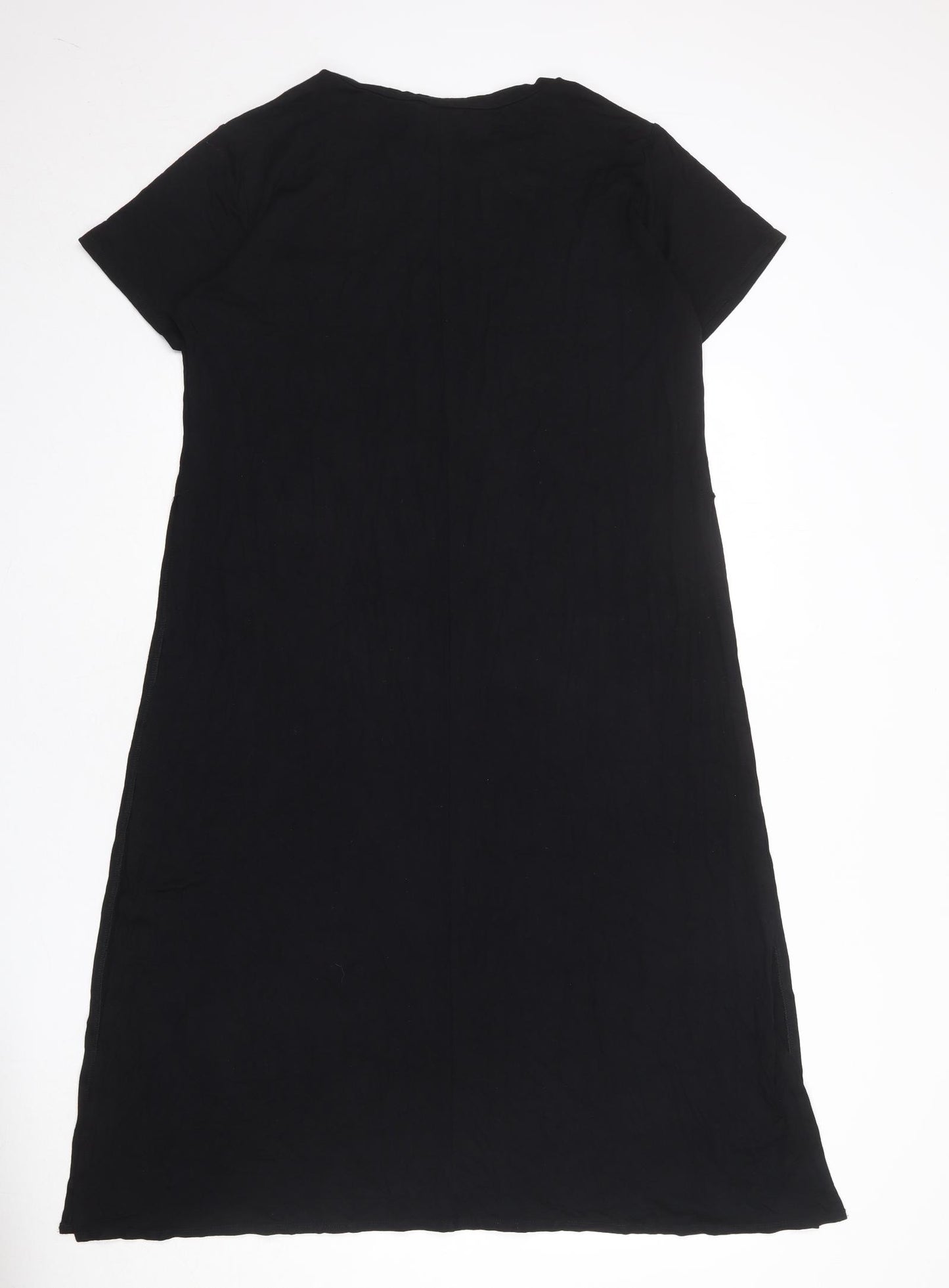 ASOS Womens Black Viscose T-Shirt Dress Size 20 Round Neck Pullover