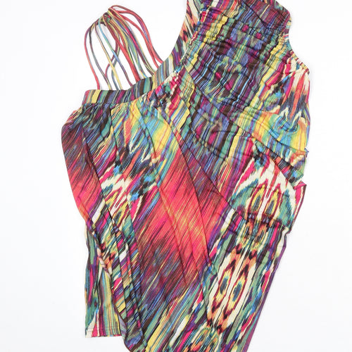Mandi Womens Multicoloured Geometric Polyester Basic Blouse Size 10 V-Neck - Asymmetric Neckline