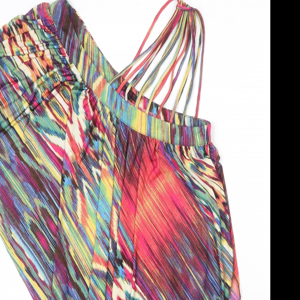 Mandi Womens Multicoloured Geometric Polyester Basic Blouse Size 10 V-Neck - Asymmetric Neckline