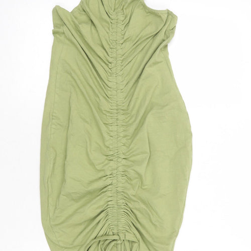 PRETTYLITTLETHING Womens Green Cotton Bodycon Size 12 Halter Button