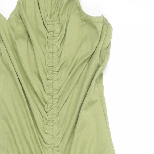 PRETTYLITTLETHING Womens Green Cotton Bodycon Size 12 Halter Button