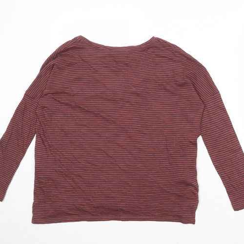 Zara Womens Pink Striped 100% Cotton Basic Blouse Size S V-Neck