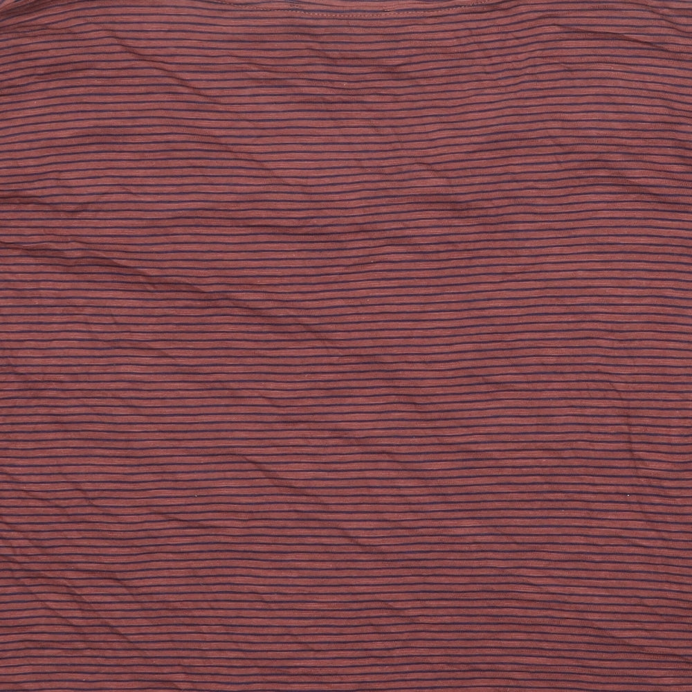 Zara Womens Pink Striped 100% Cotton Basic Blouse Size S V-Neck