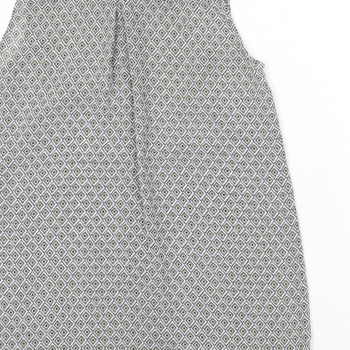 H&M Womens Multicoloured Geometric Polyester Basic Button-Up Size 8 Collared