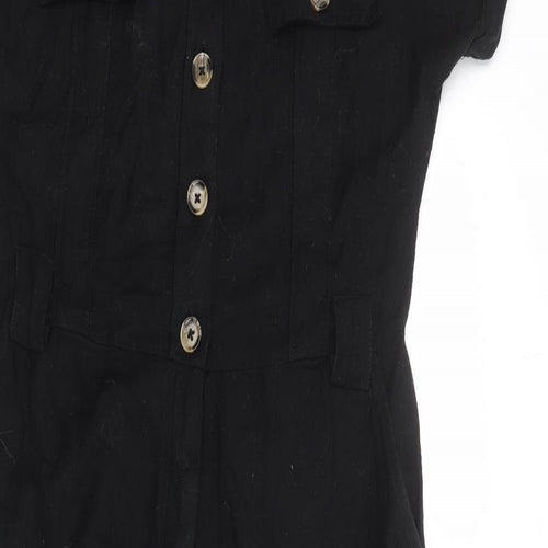 New Look Womens Black Polyester Jumpsuit One-Piece Size 12 Button