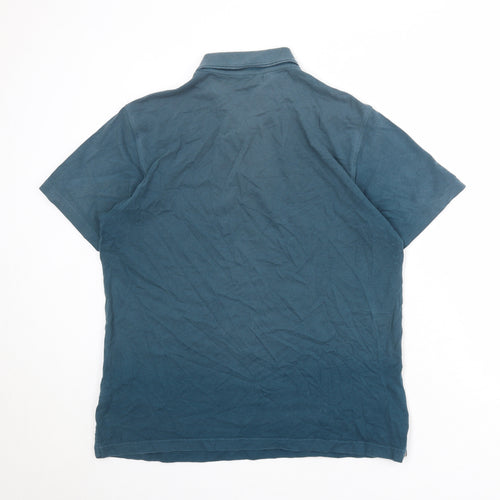 Cotton Traders Mens Blue 100% Cotton Polo Size M Collared Button