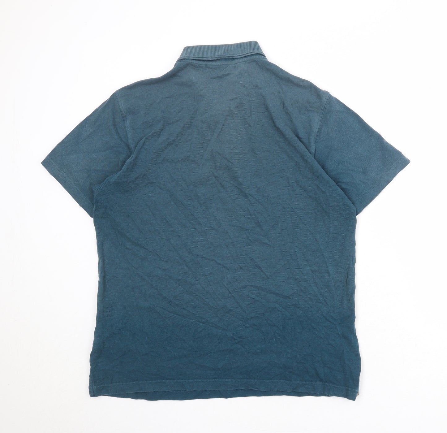 Cotton Traders Mens Blue 100% Cotton Polo Size M Collared Button